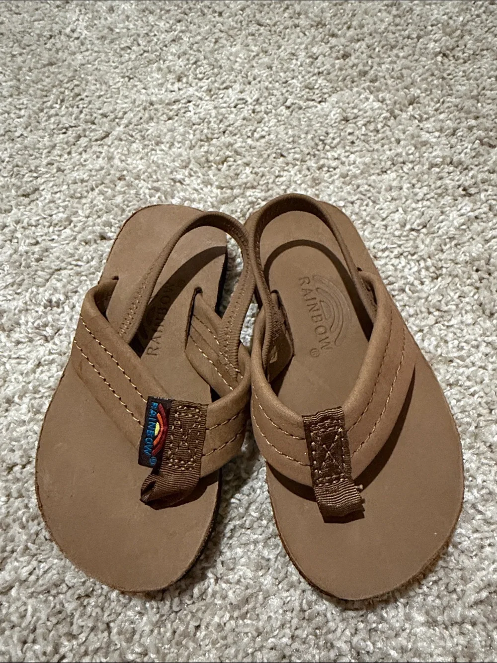 Rainbow Kids Brown Leather Flip-Flop Sandals